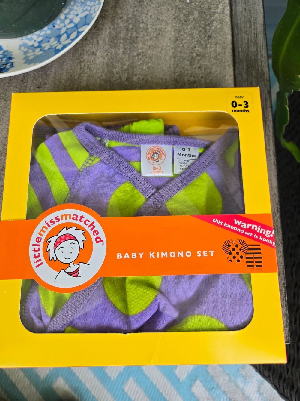 Little Missmatched Baby Kimono Set - Purple & Green 0-3 months